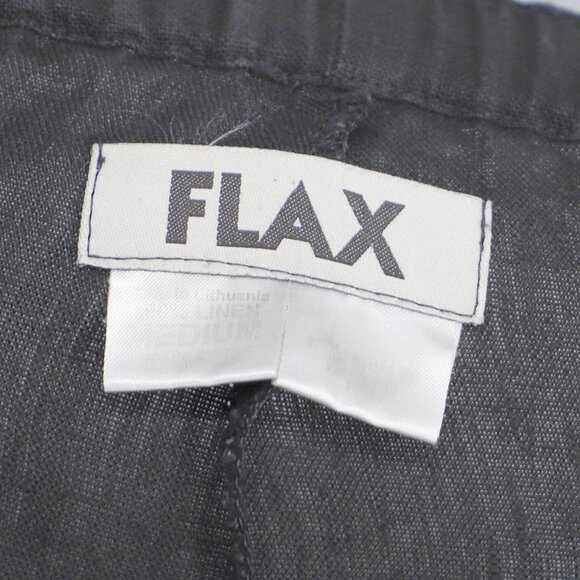 FLAX 100% Linen Black Wide Leg Pull-On Elastic Waist Pant Size M - Picture 6 of 6